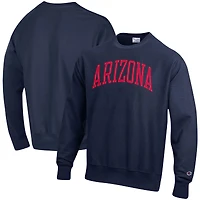 Men's Champion Navy Arizona Wildcats Relaxed Fit Arch Reverse Weave Pullover Sweatshirt