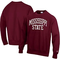 Men's Champion Maroon Mississippi State Bulldogs Relaxed Fit Arch Reverse Weave Pullover Sweatshirt