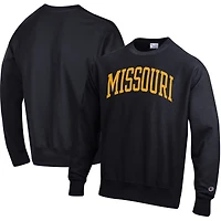 Men's Champion Black Missouri Tigers Relaxed Fit Arch Reverse Weave Pullover Sweatshirt