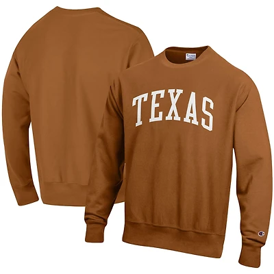 Men's Champion Burnt Orange Texas Longhorns Relaxed Fit Arch Reverse Weave Pullover Sweatshirt