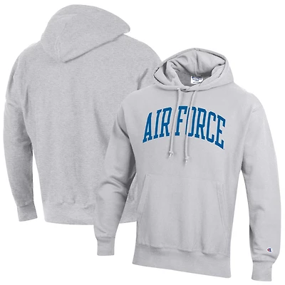 Men's Champion Heather Gray Air Force Falcons Team Arch Reverse Weave Relaxed Fit Pullover Hoodie