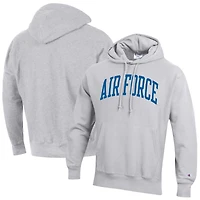 Men's Champion Heather Gray Air Force Falcons Team Arch Reverse Weave Relaxed Fit Pullover Hoodie