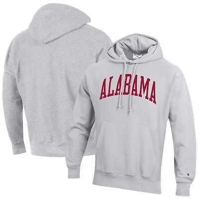Men's Champion Heather Gray Alabama Crimson Tide Team Arch Reverse Weave Relaxed Fit Pullover Hoodie