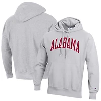 Men's Champion Heather Gray Alabama Crimson Tide Team Arch Reverse Weave Relaxed Fit Pullover Hoodie