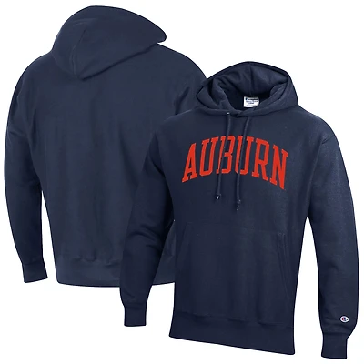 Men's Champion Navy Auburn Tigers Team Arch Reverse Weave Relaxed Fit Pullover Hoodie