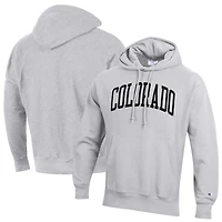 Men's Champion Heather Gray Colorado Buffaloes Team Arch Reverse Weave Relaxed Fit Pullover Hoodie