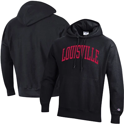 Men's Champion Louisville Cardinals Team Arch Reverse Weave Relaxed Fit Pullover Hoodie