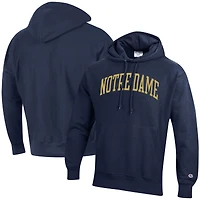 Men's Champion Navy Notre Dame Fighting Irish Team Arch Reverse Weave Relaxed Fit Pullover Hoodie