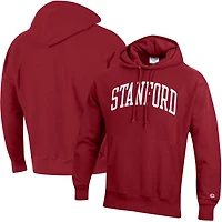 Men's Champion Cardinal Stanford Cardinal Team Arch Reverse Weave Relaxed Fit Pullover Hoodie