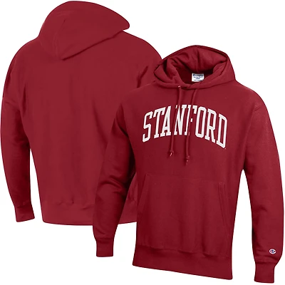 Men's Champion Cardinal Stanford Cardinal Team Arch Reverse Weave Relaxed Fit Pullover Hoodie