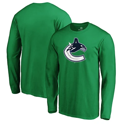 Men's Green Vancouver Canucks Primary Logo Long Sleeve T-Shirt