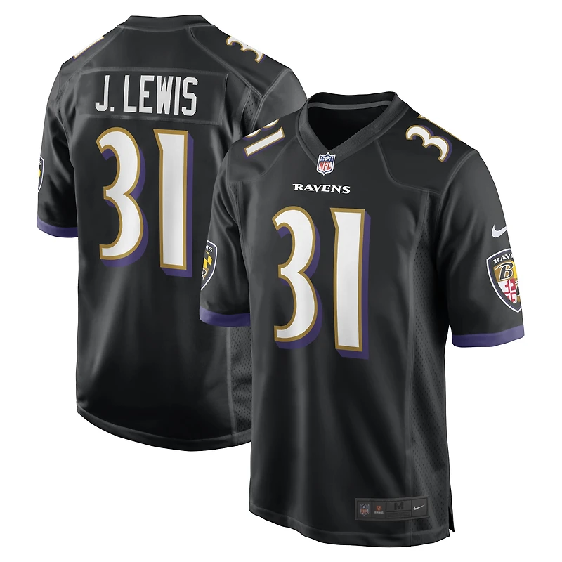 Men's Nike Jamal Lewis Black Baltimore Ravens Retired Player Alternate Game Jersey