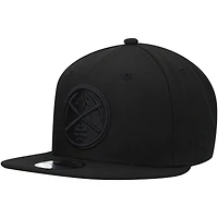 Men's New Era Denver Nuggets Black On Black 9FIFTY Snapback Hat