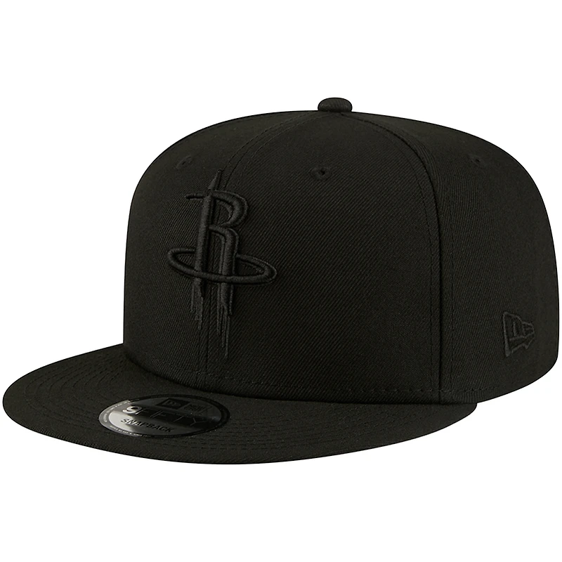 Men's New Era Houston Rockets Black On Black 9FIFTY Snapback Hat