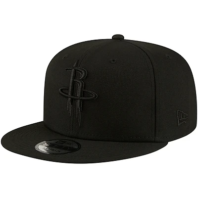 Men's New Era Houston Rockets Black On Black 9FIFTY Snapback Hat