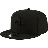 Men's New Era Houston Rockets Black On Black 9FIFTY Snapback Hat