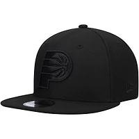 Men's New Era Indiana Pacers Black On Black 9FIFTY Snapback Hat