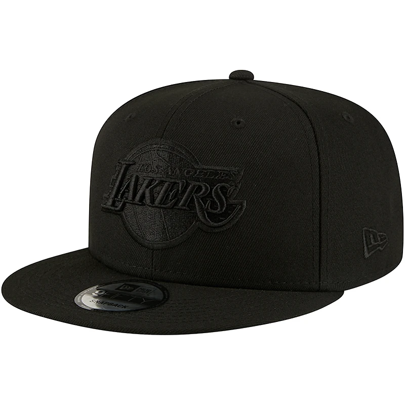 Men's New Era Los Angeles Lakers Black On Black 9FIFTY Snapback Hat