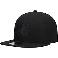 Men's New Era Minnesota Timberwolves Black On Black 9FIFTY Snapback Hat