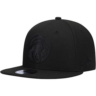 Men's New Era Minnesota Timberwolves Black On Black 9FIFTY Snapback Hat