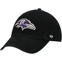 Youth '47 Black Baltimore Ravens Logo Clean Up Adjustable Hat
