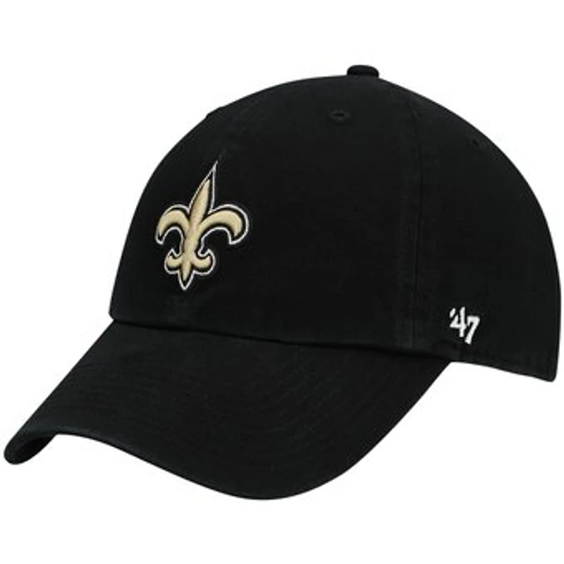 Youth '47 Black New Orleans Saints Logo Clean Up Adjustable Hat
