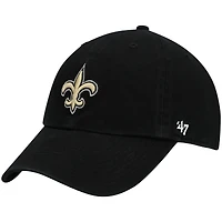 Youth '47 Black New Orleans Saints Logo Clean Up Adjustable Hat