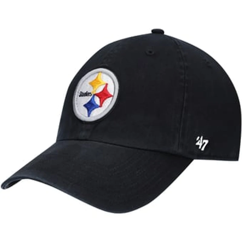 Youth '47 Black Pittsburgh Steelers Logo Clean Up Adjustable Hat