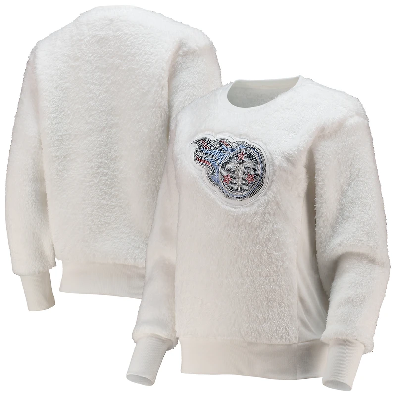 Women's Touch White Tennessee Titans Milestone Tracker Pullover Sweatshirt