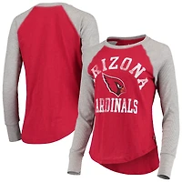 Women's Touch Cardinal Arizona Cardinals Waffle Raglan Lightweight Long Sleeve T-Shirt