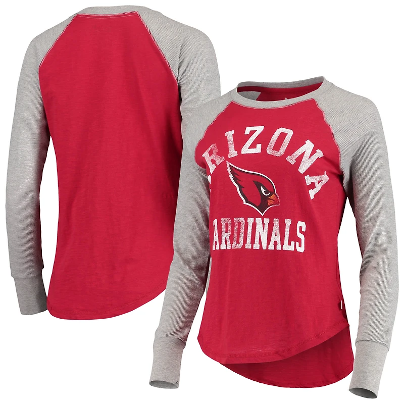 Women's Touch Cardinal Arizona Cardinals Waffle Raglan Lightweight Long Sleeve T-Shirt
