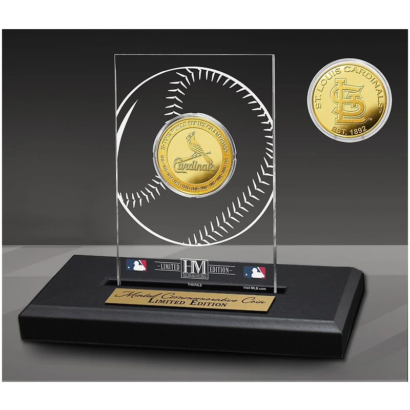 Highland Mint St. Louis Cardinals 11-Time World Series Champions Acrylic Gold Coin Desk Top Display
