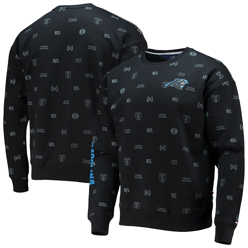 Men's Tommy Hilfiger Black Carolina Panthers Reid Graphic Pullover Sweatshirt