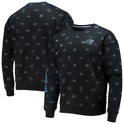 Men's Tommy Hilfiger Black Carolina Panthers Reid Graphic Pullover Sweatshirt