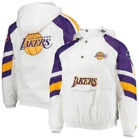 Men's Starter White/Purple Los Angeles Lakers The Pro III Quarter-Zip Hoodie Jacket