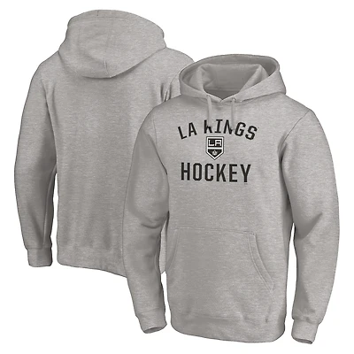 Men's Heather Gray Los Angeles Kings Victory Arch Team Fitted Pullover Hoodie