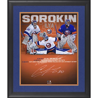 Ilya Sorokin New York Islanders Framed Autographed 16" x 20" Win Streak Stylized Photograph
