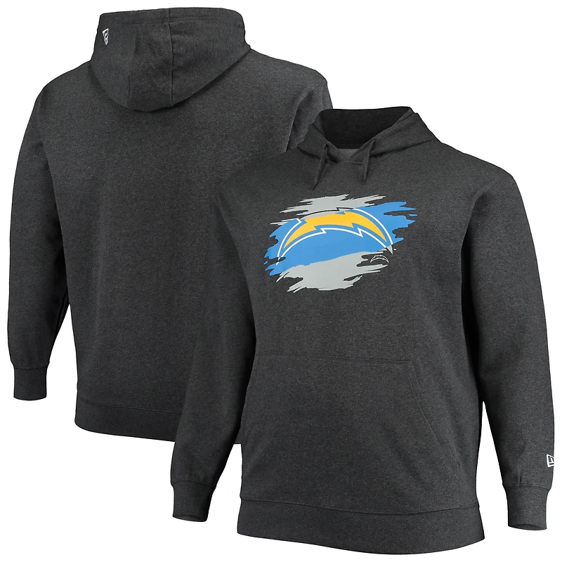 Men's New Era Charcoal Los Angeles Chargers Big & Tall Primary Logo Pullover Hoodie