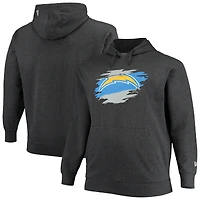 Men's New Era Charcoal Los Angeles Chargers Big & Tall Primary Logo Pullover Hoodie