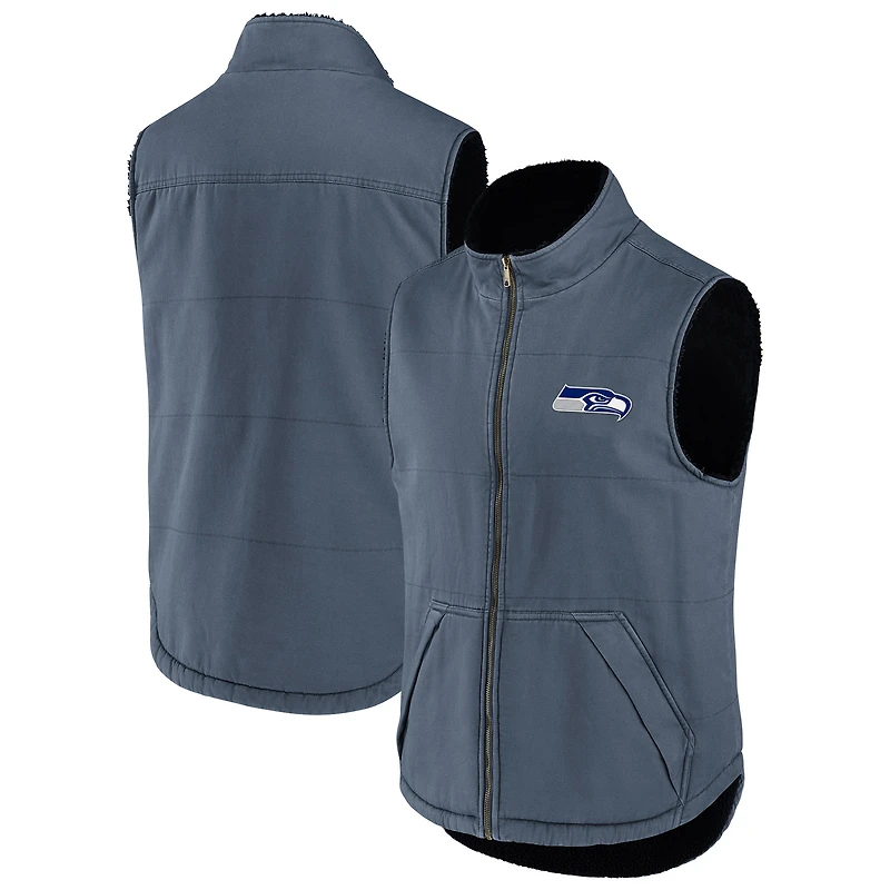 Men's Darius Rucker Collection by Fanatics Navy Seattle Seahawks Sherpa Lined Full-Zip Vest