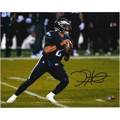 Jalen Hurts Philadelphia Eagles Autographed 8" x 10" Black Jersey Passing Photograph