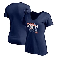 Women's Navy Edmonton Oilers Battle of the North V-Neck T-Shirt