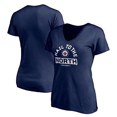 Women's Navy Winnipeg Jets Hail to the North V-Neck T-Shirt