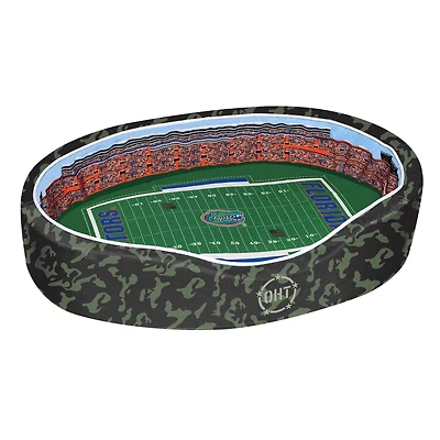 Camo Florida Gators 38'' x 25'' x 8'' Operation Hat Trick Large Stadium Oval Pet Bed