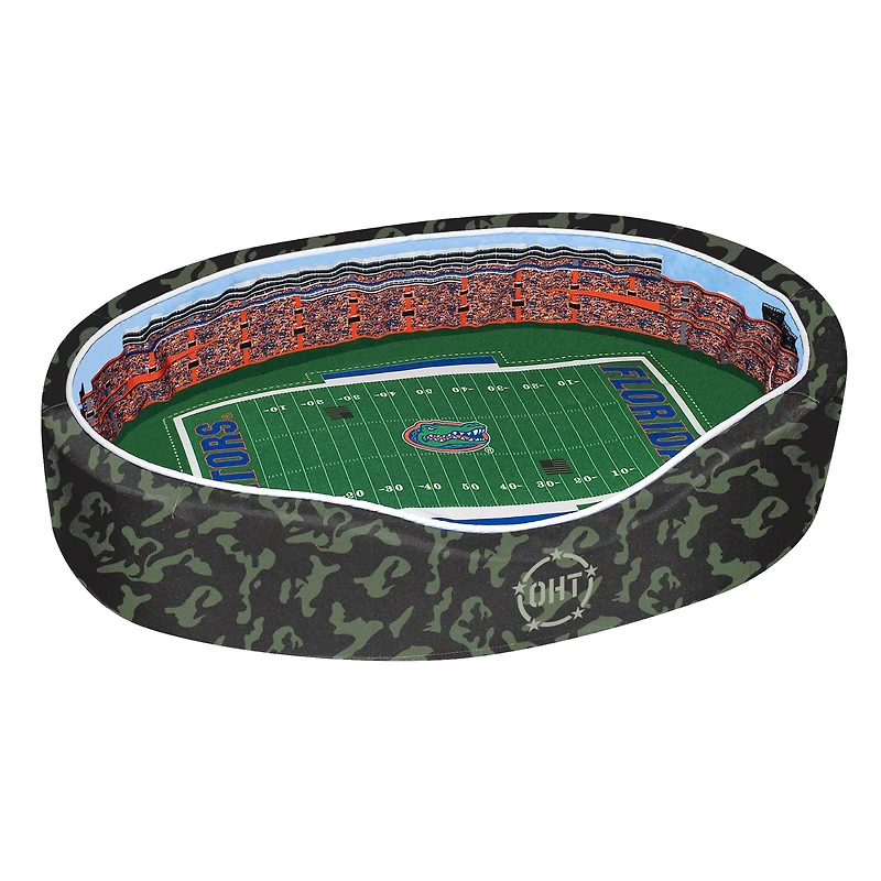 Camo Florida Gators 34'' x 22'' x 7'' Operation Hat Trick Medium Stadium Oval Pet Bed