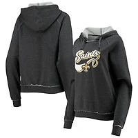 Women's New Era Charcoal New Orleans Saints Script Fleece Raglan Pullover Hoodie