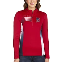 Women's Antigua Red/White Detroit Tigers Liberty Quarter-Zip Pullover Jacket