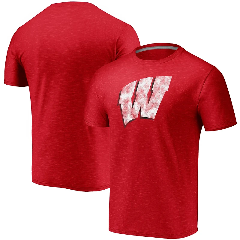 Men's Fanatics Red Wisconsin Badgers Classic Primary Logo Space-Dye T-Shirt