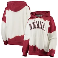 Women's Gameday Couture White/Crimson Indiana Hoosiers For the Fun Double Dip-Dyed Pullover Hoodie