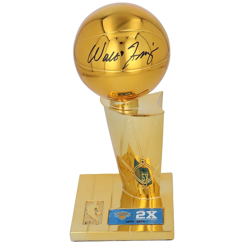 Walt Frazier New York Knicks Autographed 2-Time NBA Finals Champion 12 Replica Larry O'Brien Trophy with Sublimated Plate